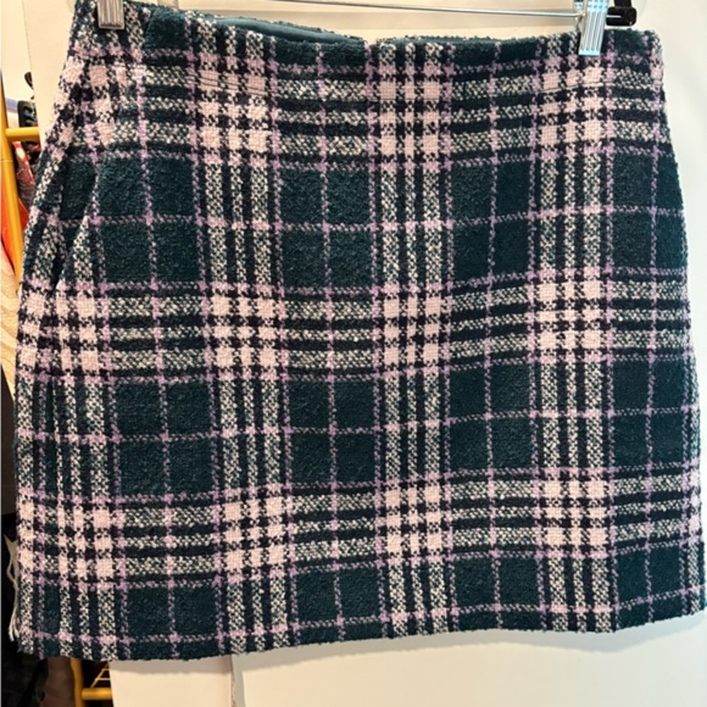 LOFT Checkered Skirt in Green and Lavender